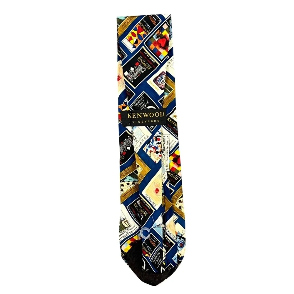 Kenwood Vineyards Silk Tie Wine Label Print Mens 57